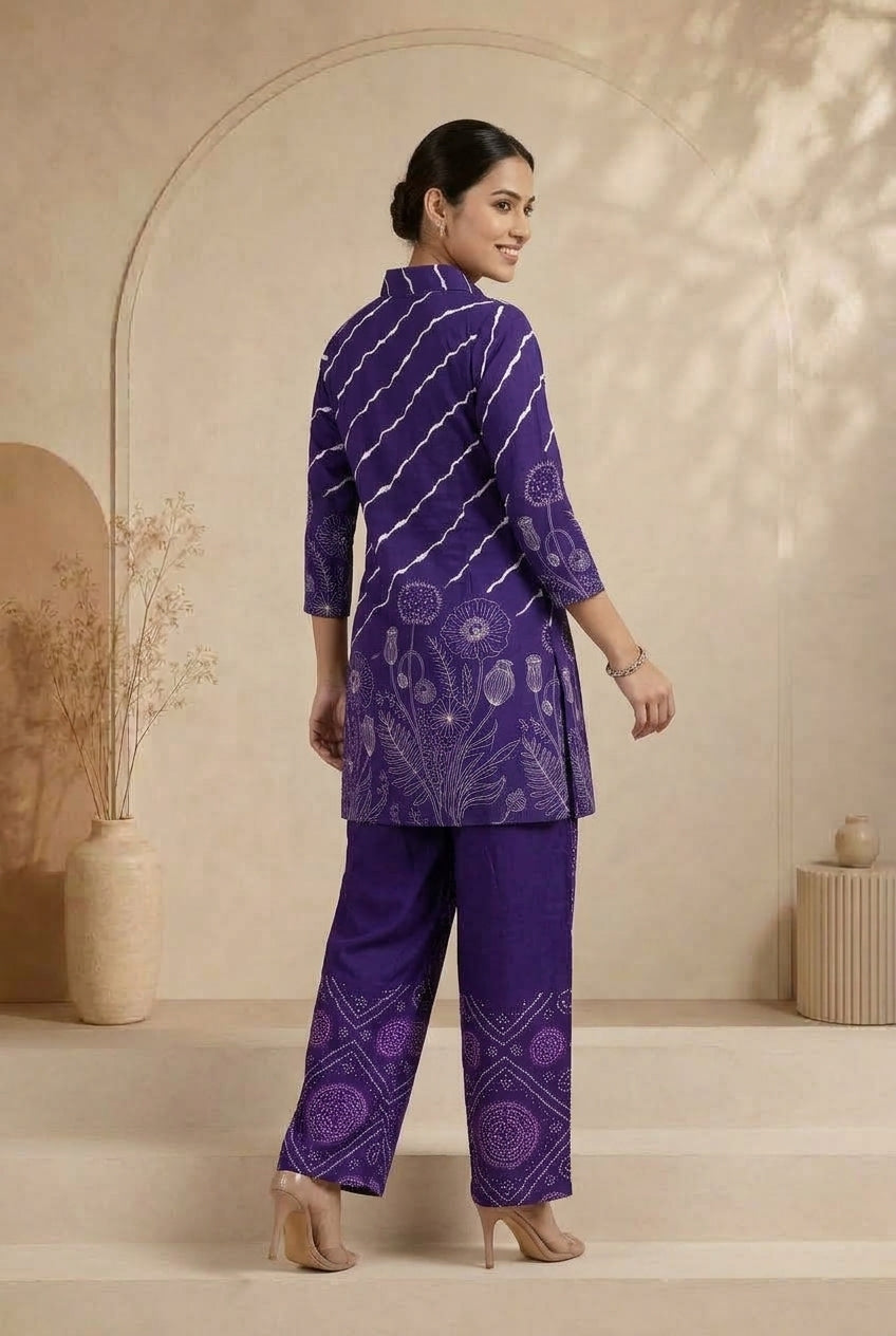 Indigo Bloom Printed Kurta Pant Set