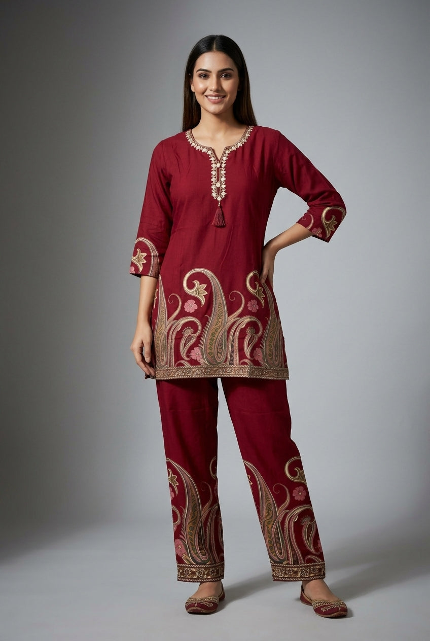 Rangeela Mustard Printed Rayon Kurta Pant Set