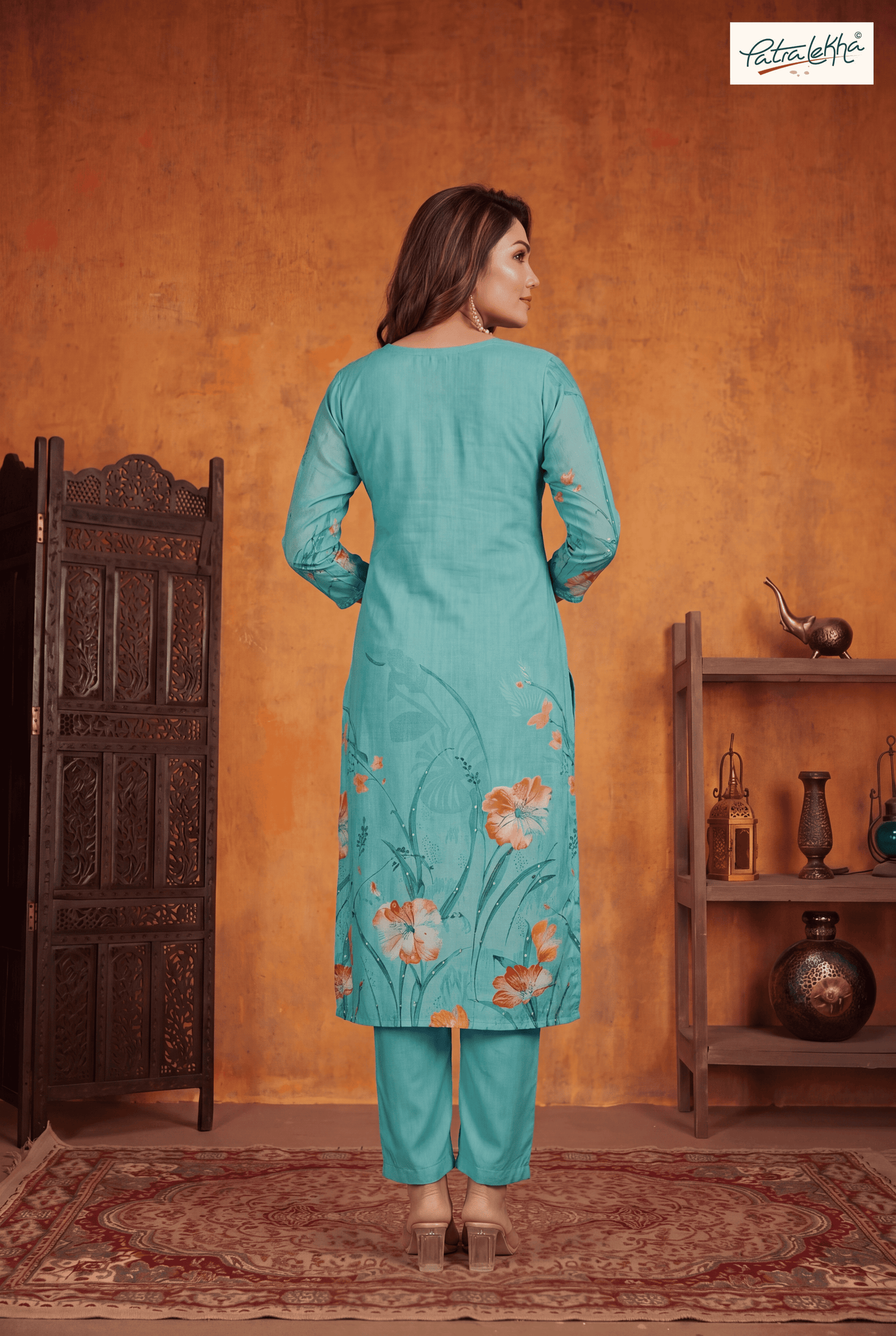 printed elegant kurta set with nazmin dupatta