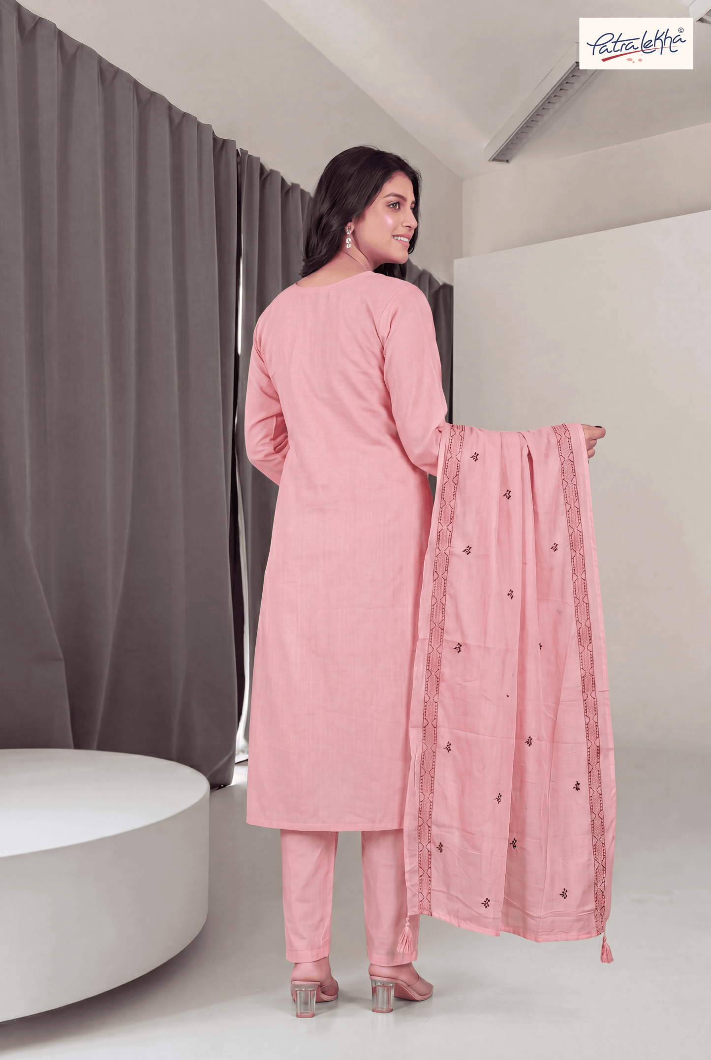 Elegant Pure Cotton Thread Work 3-Piece Suit Set