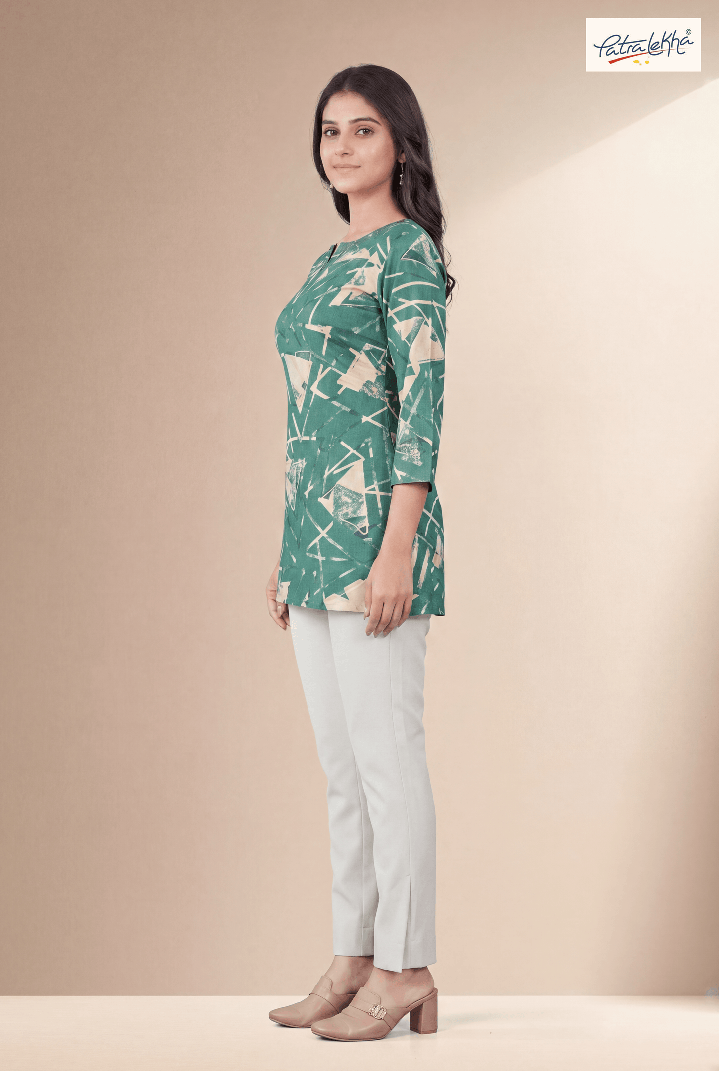Ethnic Rayon Tunic with Sirovski & Symmetric Detailing