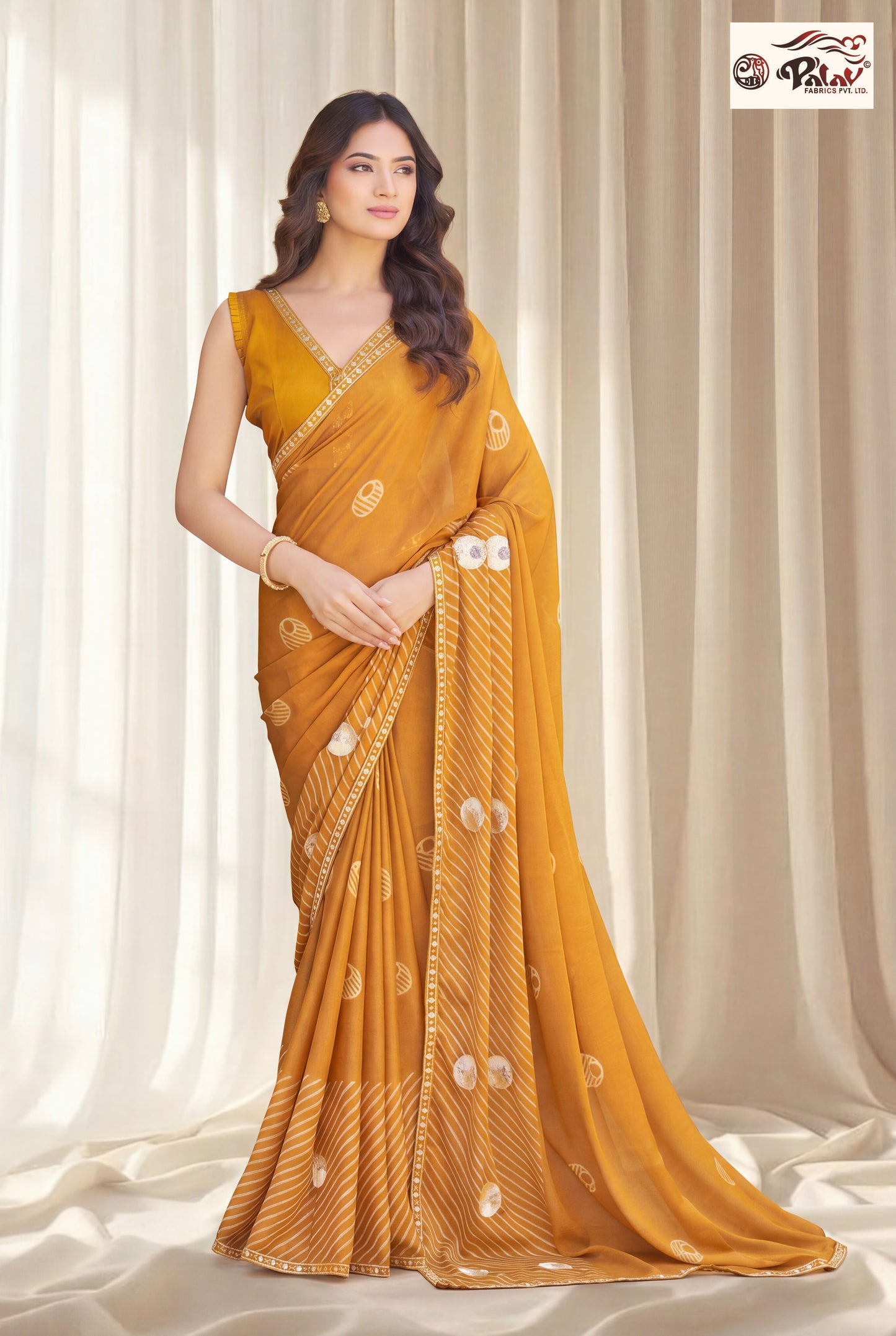 Designer Kreeva Georgette Saree with Khatli Work, Swarovski Work & Fancy Lace Border