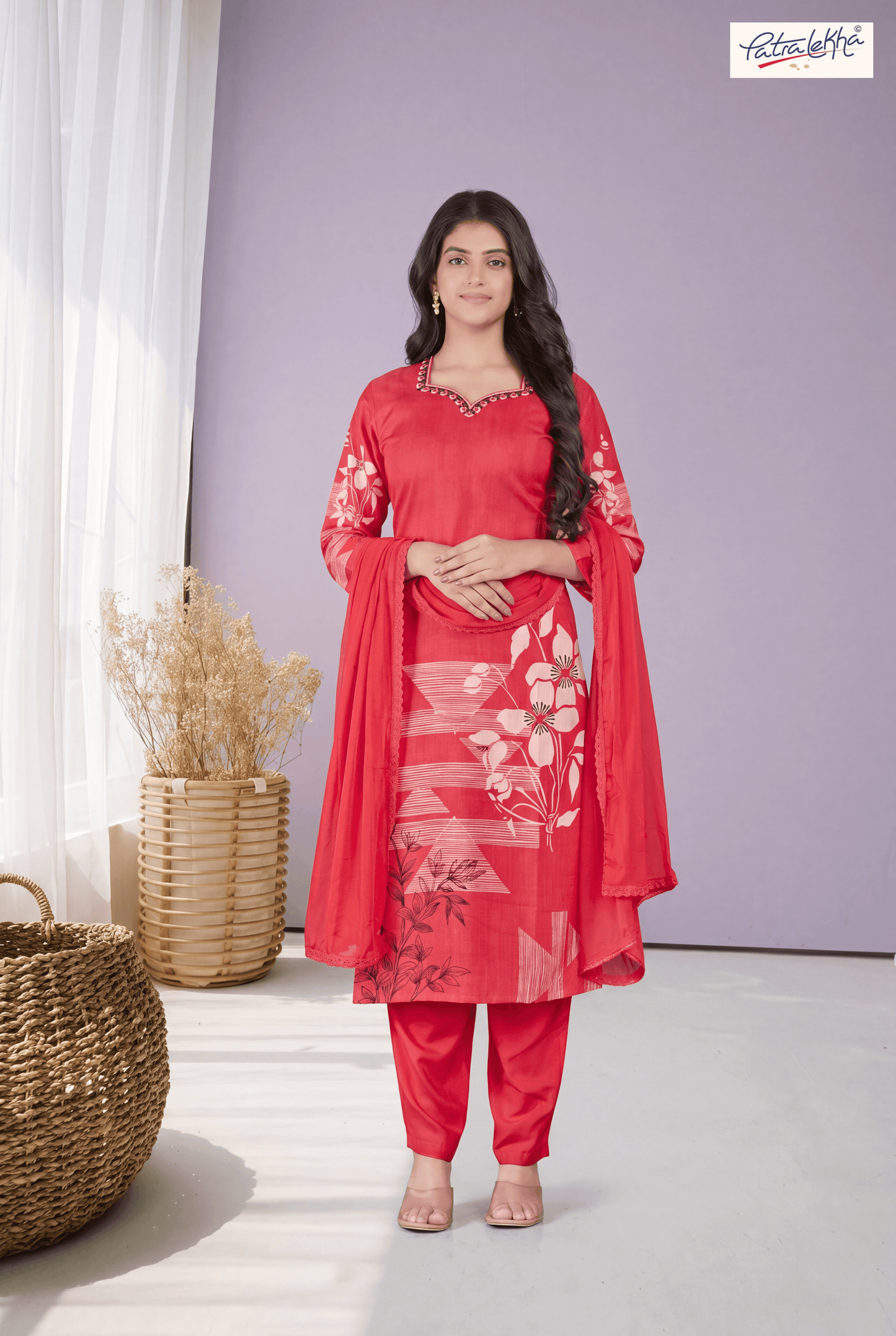 Printed Rayon Kurta Set with Nazmin Dupatta