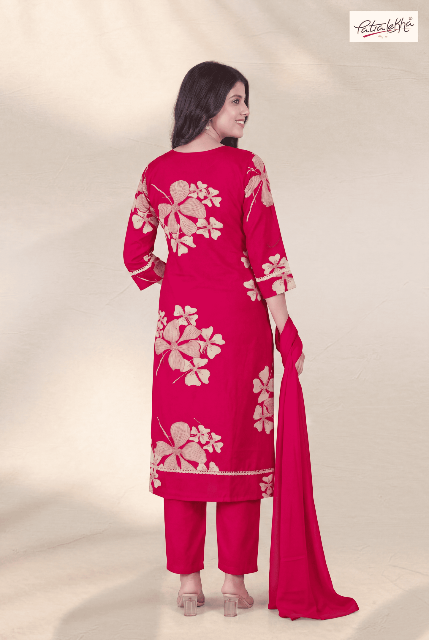 floral printed elegant kurta set with nazmin dupatta