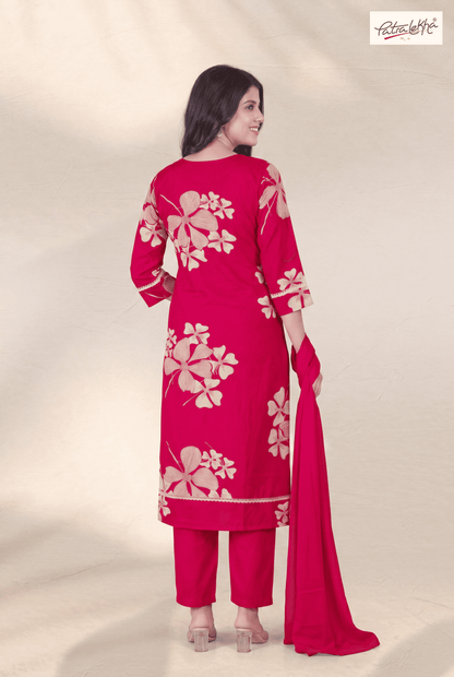 floral printed elegant kurta set with nazmin dupatta