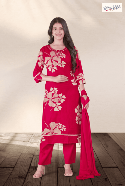 floral printed elegant kurta set with nazmin dupatta