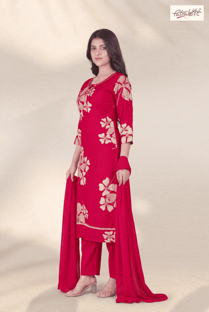 floral printed elegant kurta set with nazmin dupatta