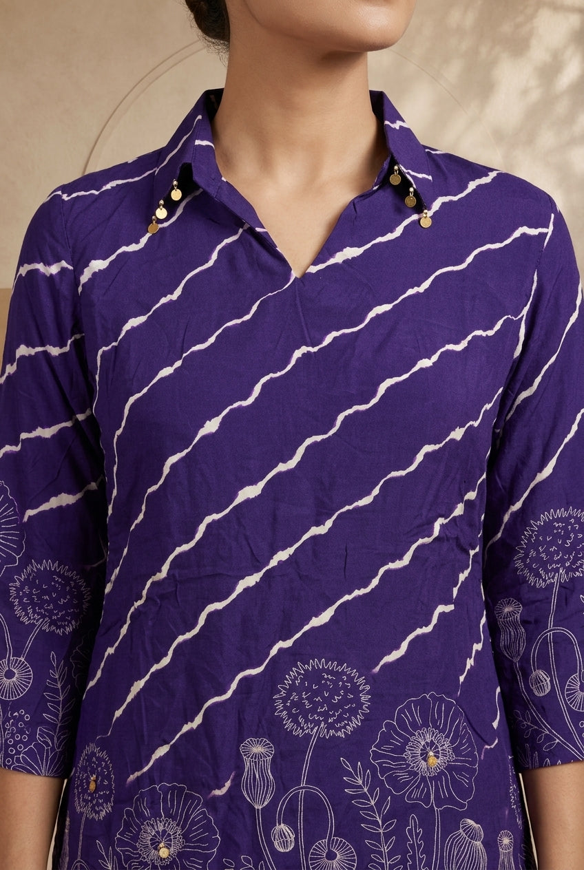 Indigo Bloom Printed Kurta Pant Set