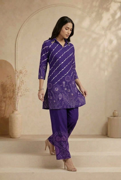 Indigo Bloom Printed Kurta Pant Set