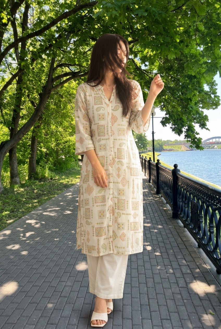 Meadow Muse Printed Rayon Kurta Set