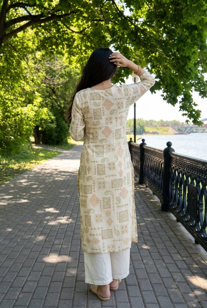 Meadow Muse Printed Rayon Kurta Set