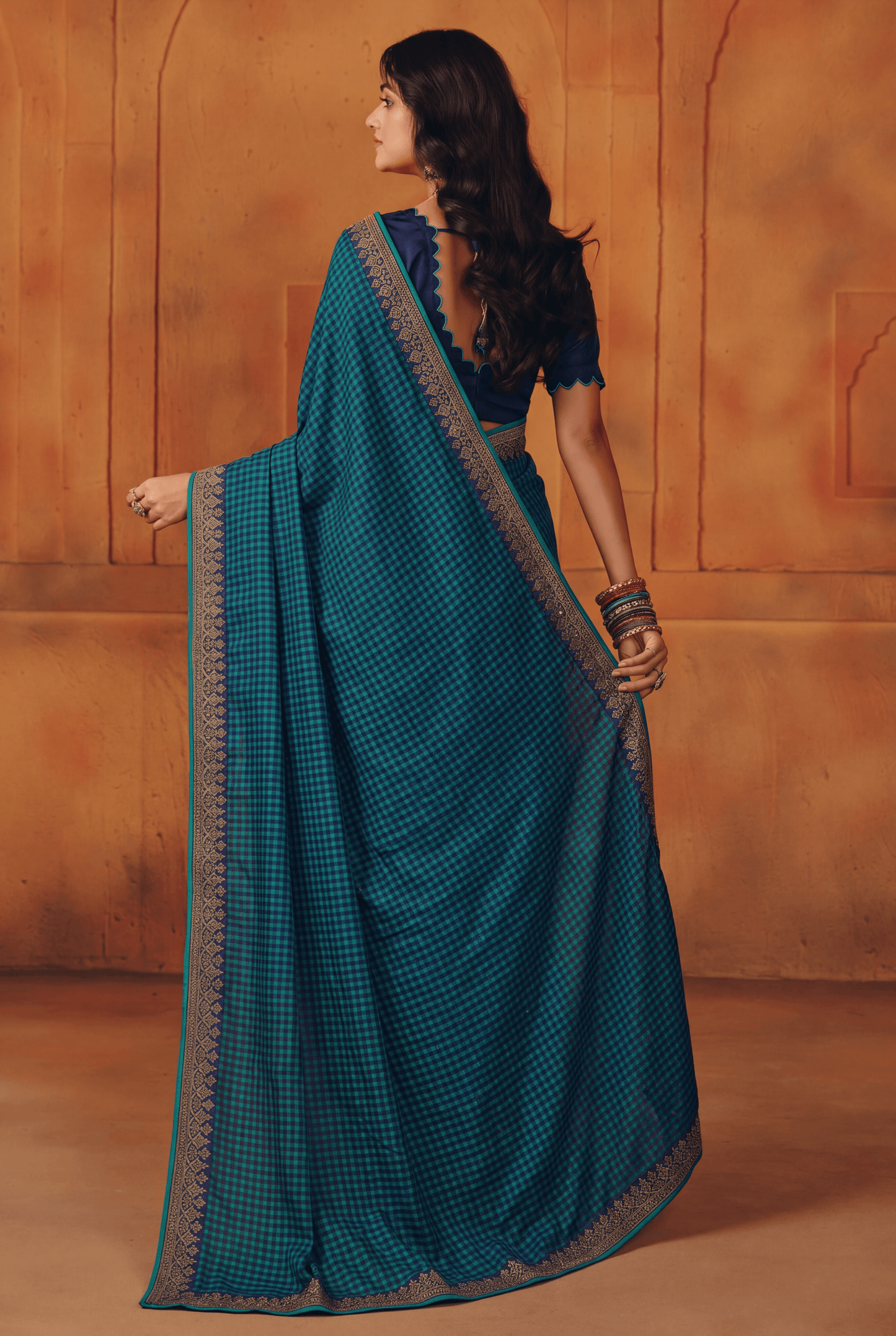 Dark Green Kriva Georgette Printed Saree with Art Silk Lace Blouse Piece
