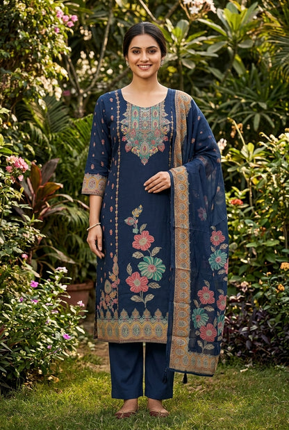 Modal Chanderi Handwork Printed Suit Set