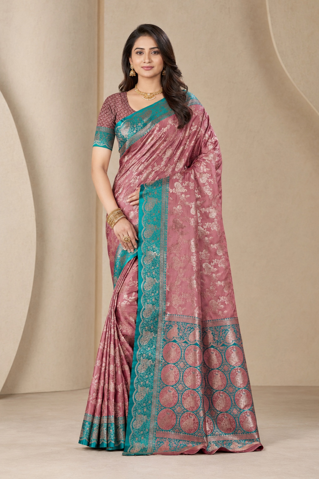 Satin Silk Woven Festive Saree with Blouse Piece