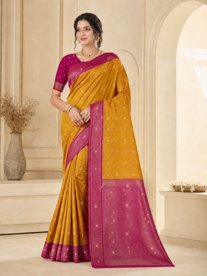 Weaving Silk Siroski Work Saree with Blouse Piece