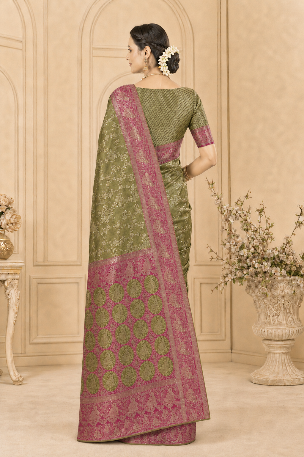 Satin Silk Woven Festive Saree with Blouse Piece