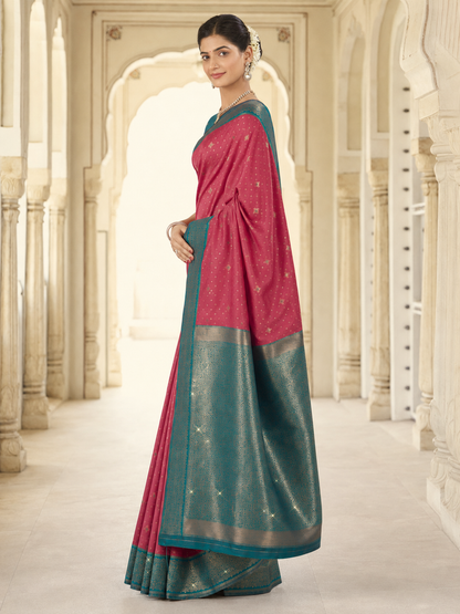 Weaving Silk Siroski Work Saree with Blouse Piece