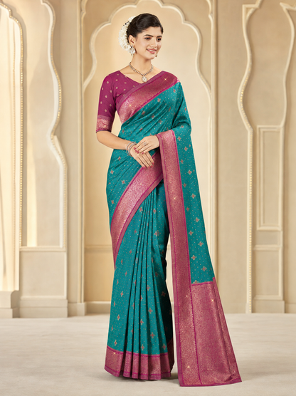 Weaving Silk Siroski Work Saree with Blouse Piece