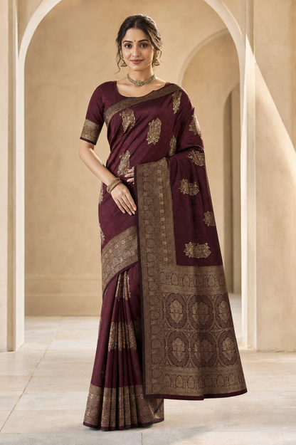 Weaving Silk Zari Butta Saree with Blouse Piece