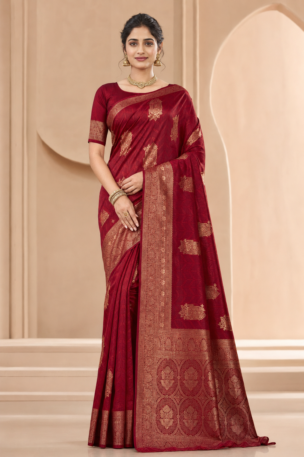 Weaving Silk Zari Butta Saree with Blouse Piece