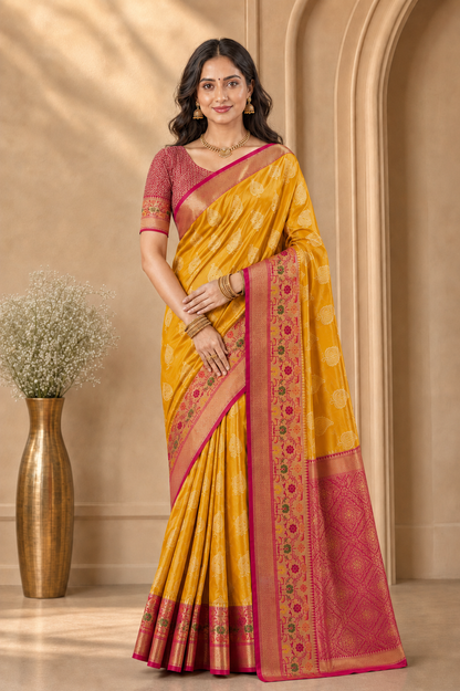 Weaving Silk Organza Zari Saree with Blouse Piece