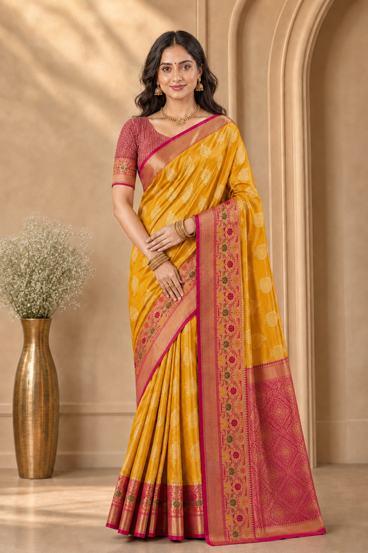 Weaving Silk Organza Zari Saree with Blouse Piece