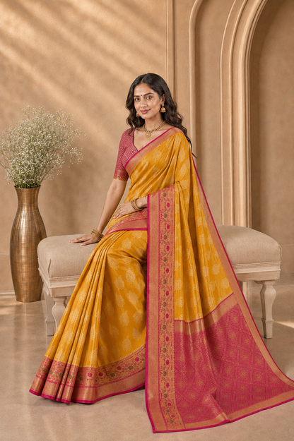 Weaving Silk Organza Zari Saree with Blouse Piece