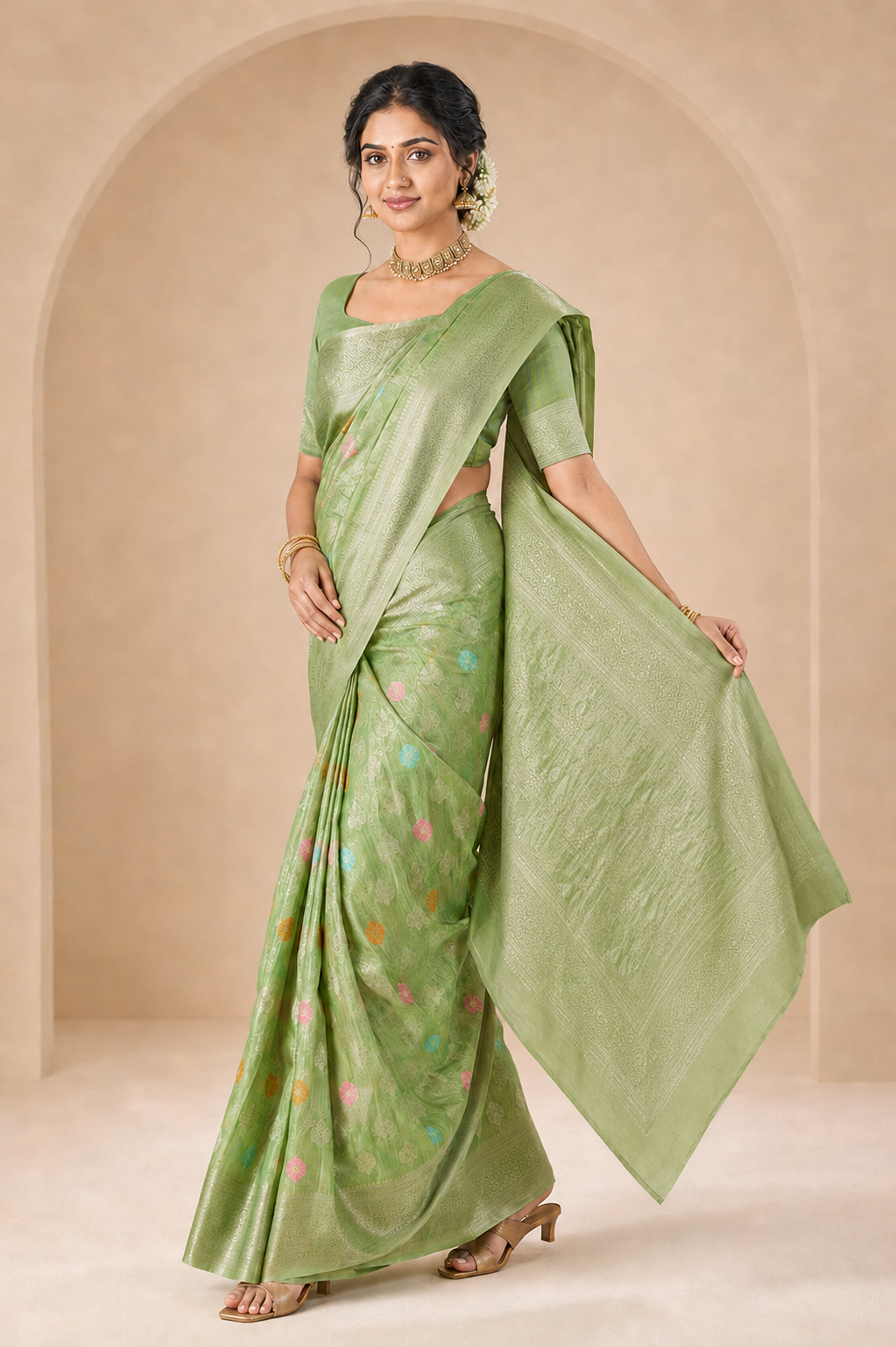 Cotton Silk Floral Woven Saree with Blouse Piece