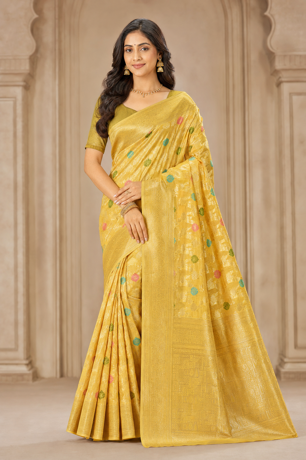 Cotton Silk Floral Woven Saree with Blouse Piece
