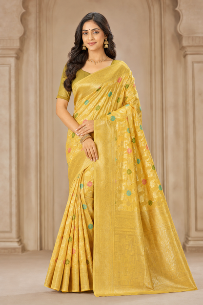 Cotton Silk Floral Woven Saree with Blouse Piece