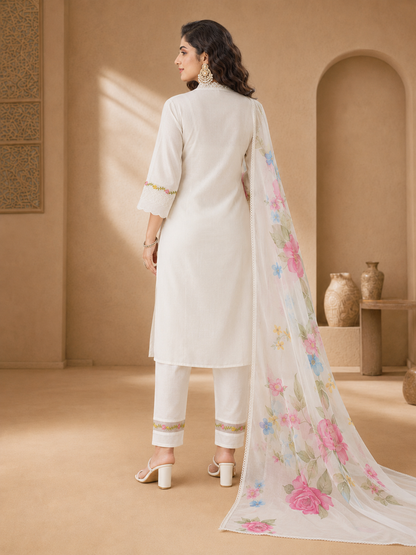 Roman Anarkali Kurti Set with Organza Embroidered Dupatta