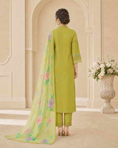 Roman Anarkali Kurti Set with Organza Embroidered Dupatta