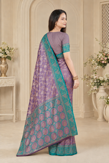 Satin Silk Woven Festive Saree with Blouse Piece