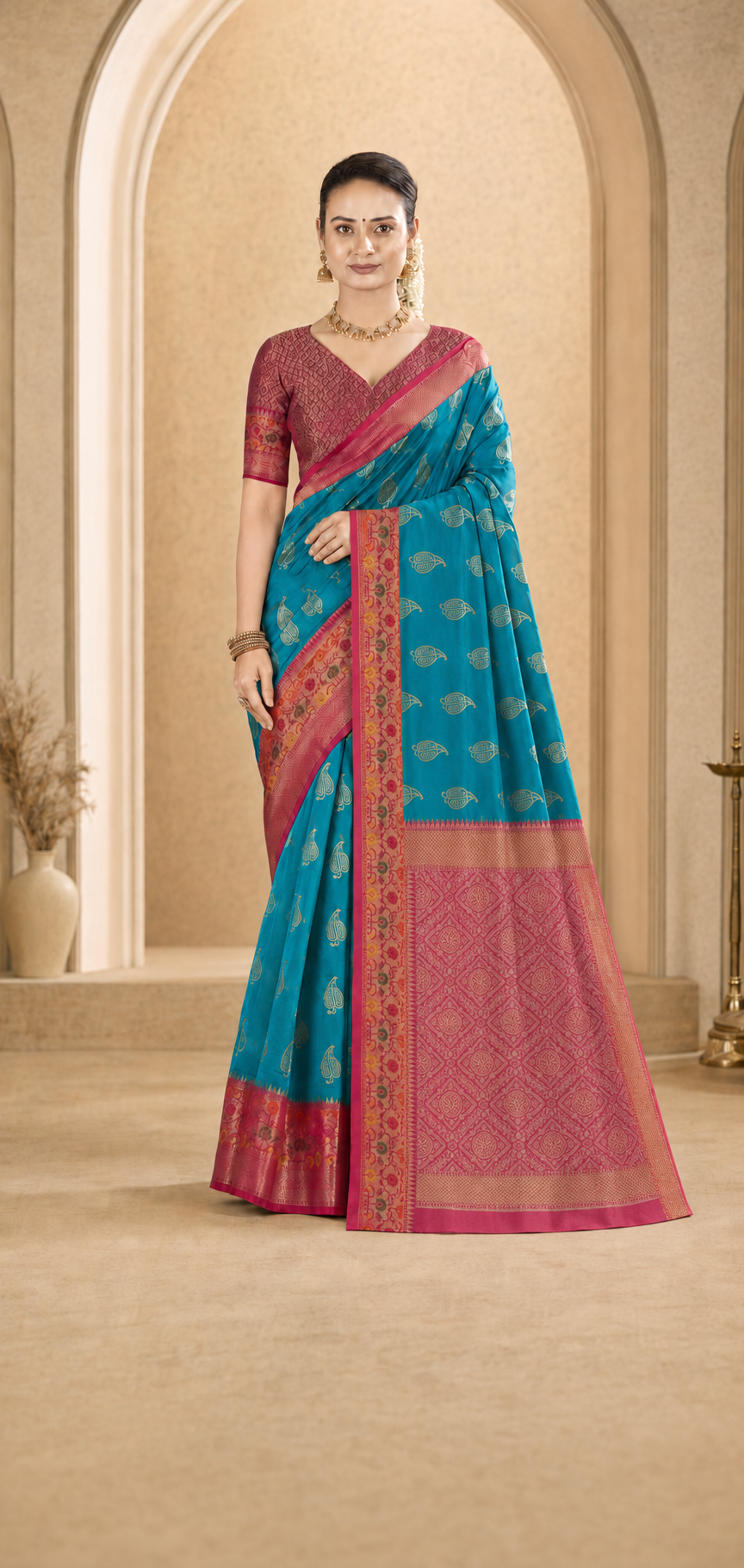 Weaving Silk Organza Zari Saree with Blouse Piece