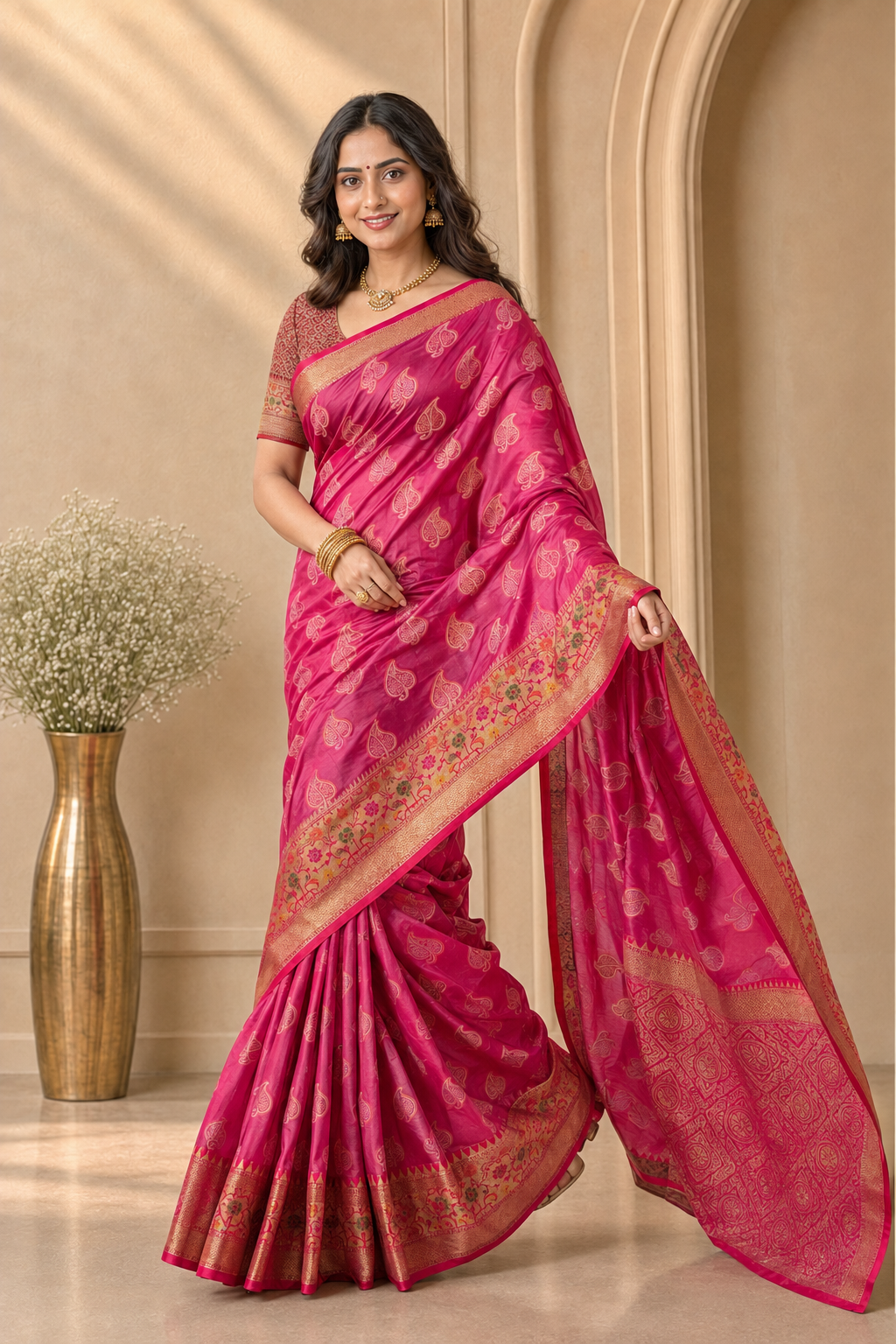 Weaving Silk Organza Zari Saree with Blouse Piece