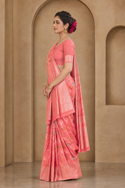 Cotton Silk Floral Woven Saree with Blouse Piece