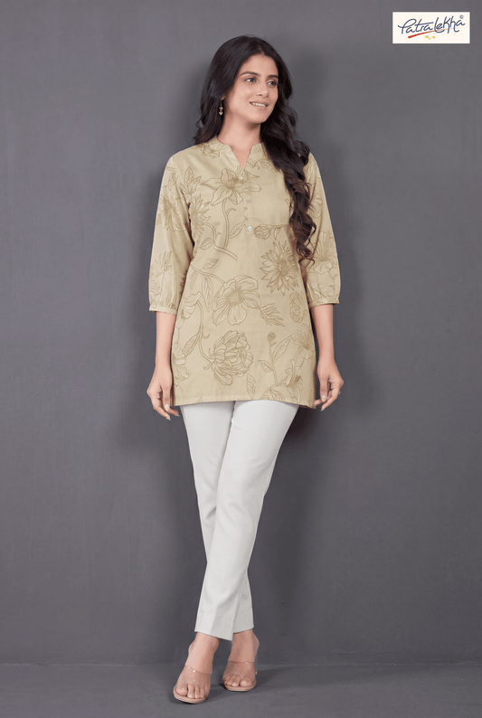 Soft Floral Print Cotton Tunic for Women