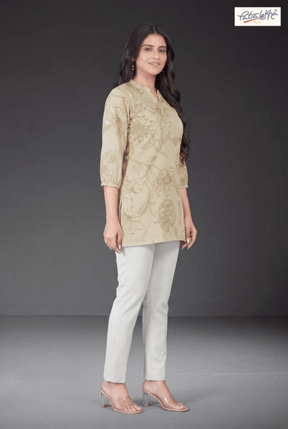 Soft Floral Print Cotton Tunic for Women