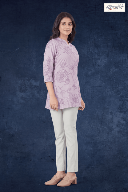 Soft Floral Print Cotton Tunic for Women