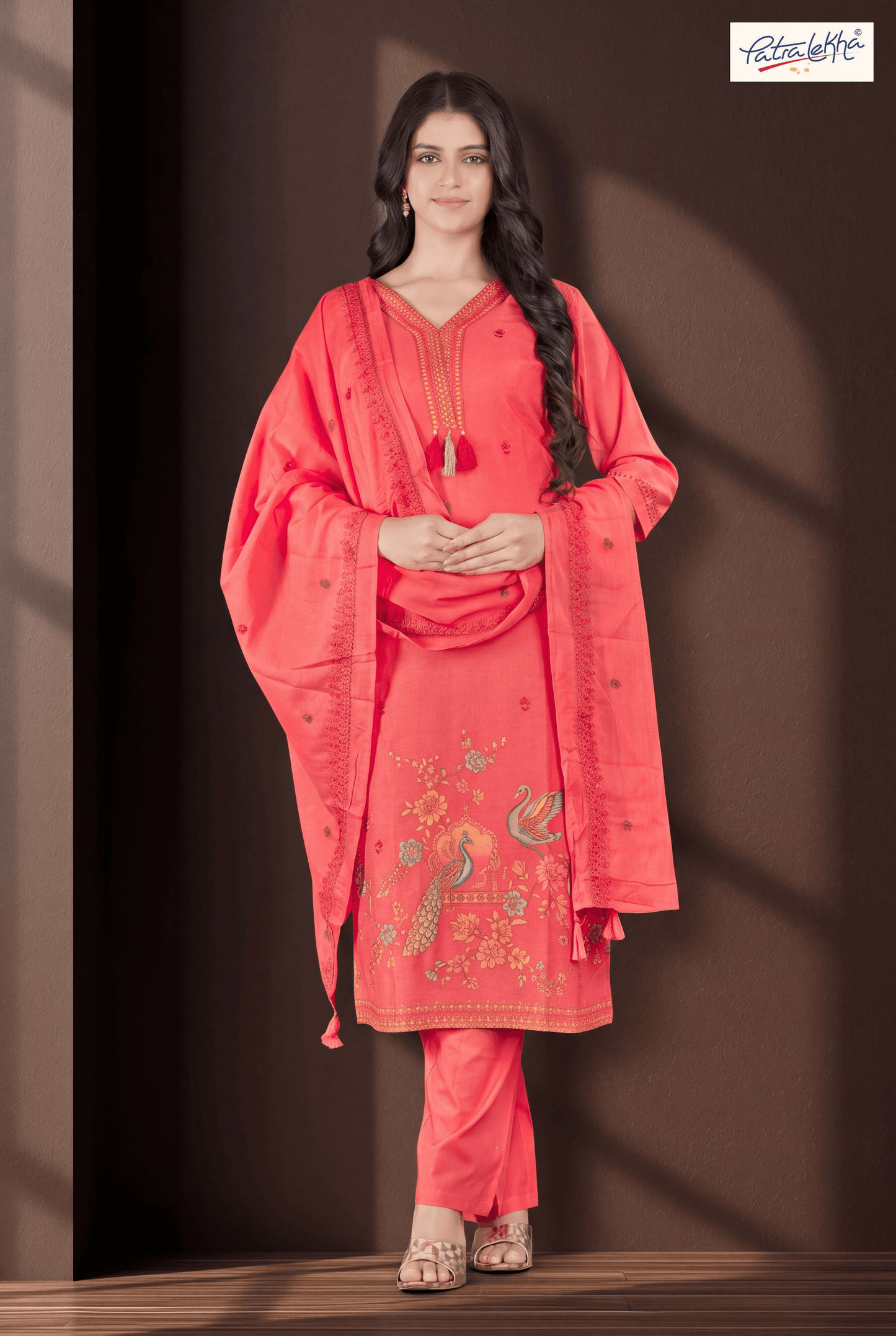 Elegant Pure Cotton Thread Work 3-Piece Suit Set