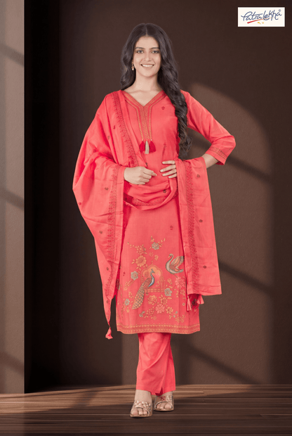 Elegant Pure Cotton Thread Work 3-Piece Suit Set