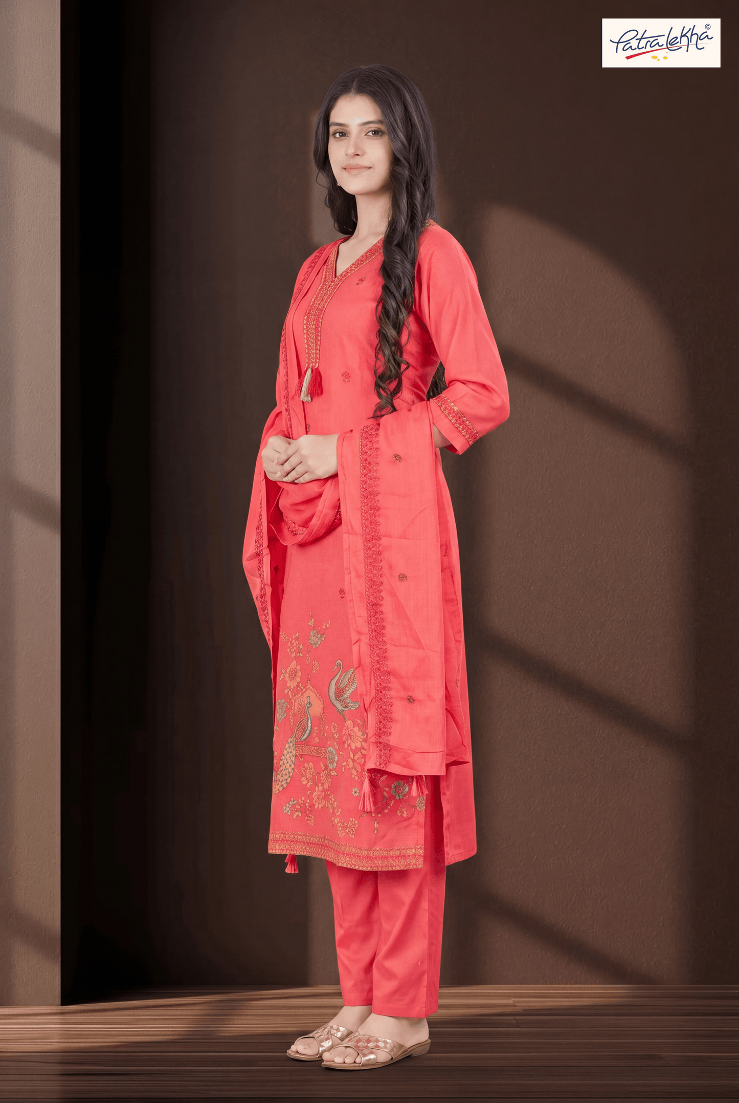 Elegant Pure Cotton Thread Work 3-Piece Suit Set
