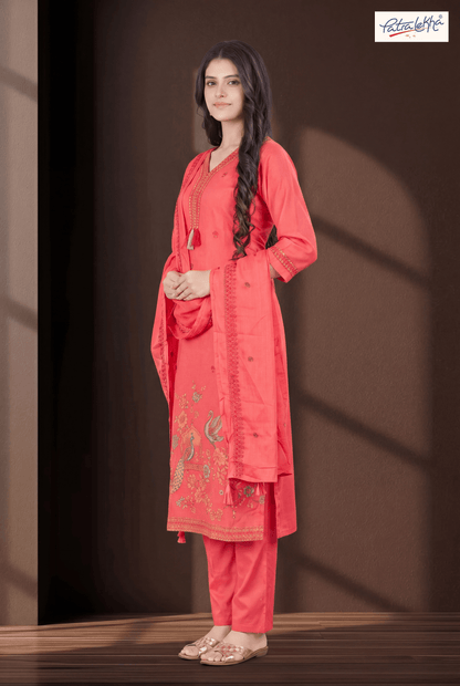 Elegant Pure Cotton Thread Work 3-Piece Suit Set
