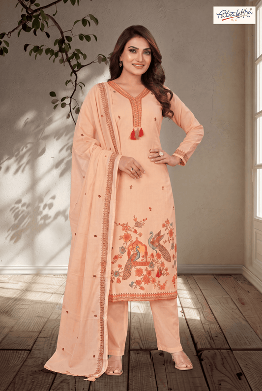 Elegant Pure Cotton Thread Work 3-Piece Suit Set