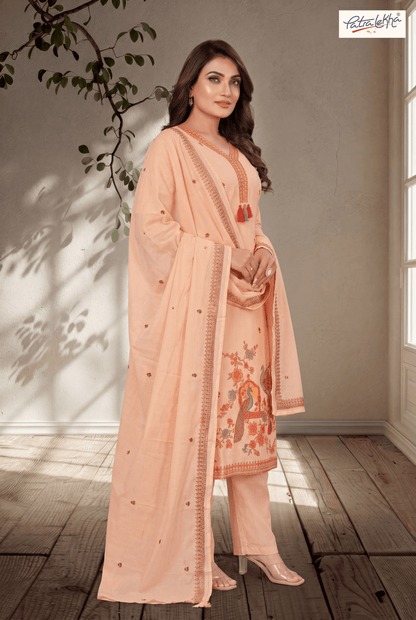 Elegant Pure Cotton Thread Work 3-Piece Suit Set