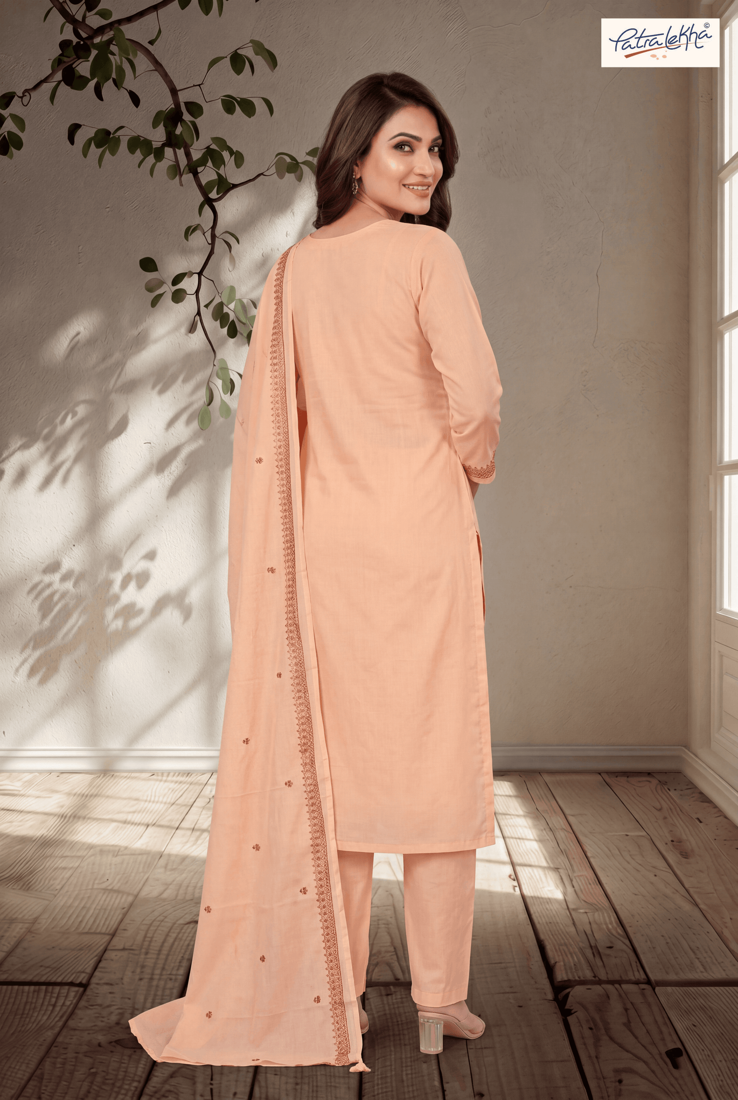 Elegant Pure Cotton Thread Work 3-Piece Suit Set