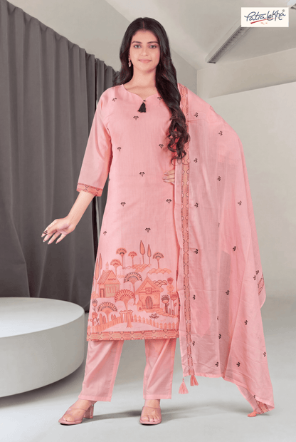 Elegant Pure Cotton Thread Work 3-Piece Suit Set