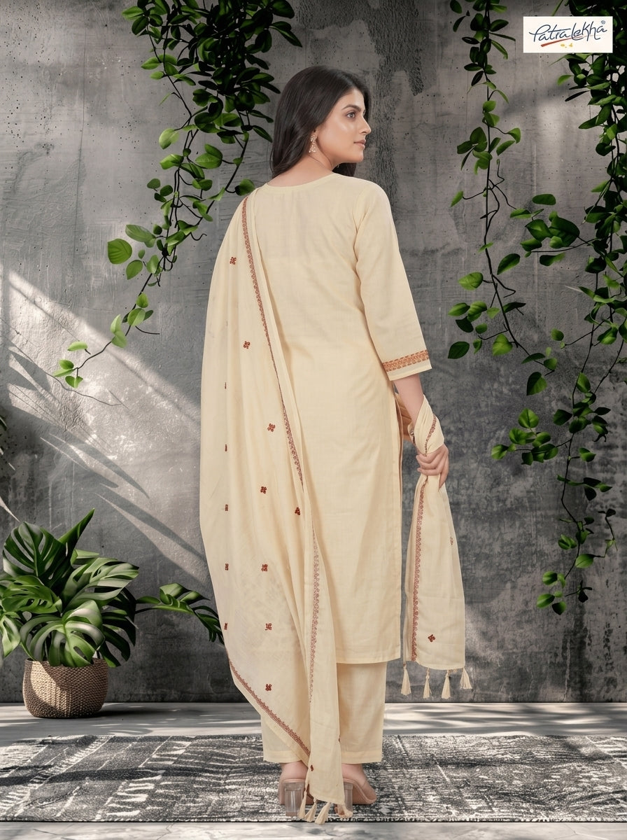 Traditional Pure Cotton Kurta Set with Delicate Thread Work