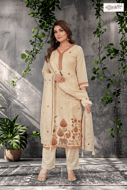 Traditional Pure Cotton Kurta Set with Delicate Thread Work