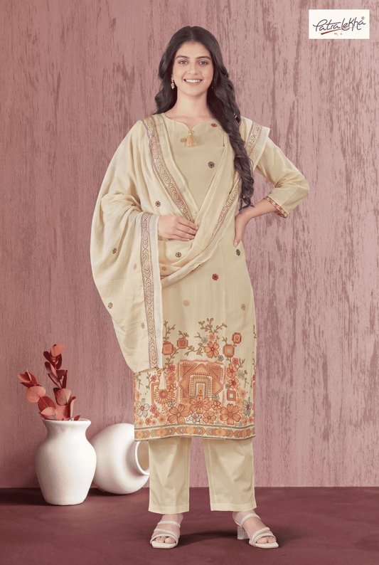 Elegant Pure Cotton Thread Work 3-Piece Suit Set